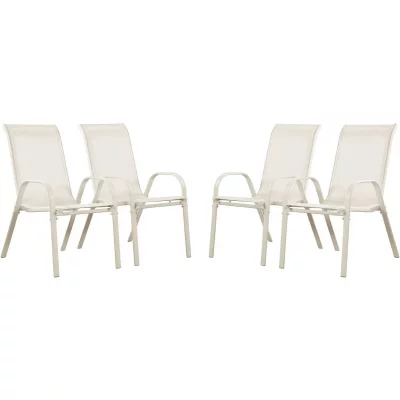 HABITAT ET JARDIN Fauteuil jardin Textil&egrave;ne ""Cordoba"" - Phoenix - &Eacute;cru - Lot de 4