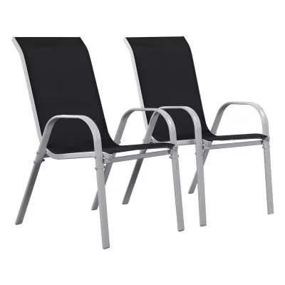HABITAT ET JARDIN Fauteuil jardin Textil&egrave;ne ""Cordoba"" - Phoenix - Noir - Lot de 2