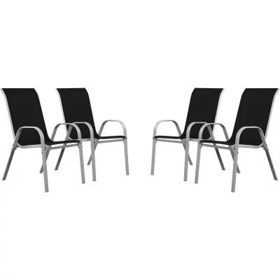 HABITAT ET JARDIN Fauteuil jardin Textil&egrave;ne ""Cordoba"" - Phoenix - Noir - Lot de 4