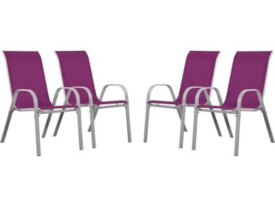 HABITAT ET JARDIN Fauteuil jardin Textil&egrave;ne Cordoba - Phoenix - Rose - Lot de 4 - Rose.
