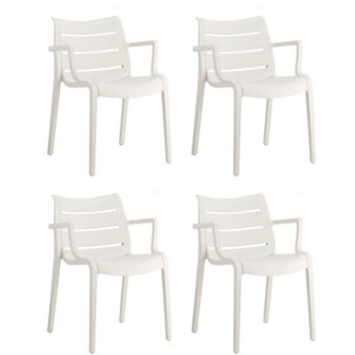SCAB Fauteuil Lot de 4 fauteuils Sunset empilable lin