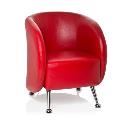 HJH OFFICE Fauteuil lounge / fauteuil club ST. LUCIA en similicuir rouge