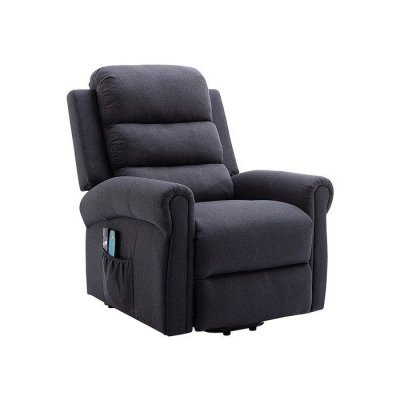 VENTE UNIQUE Fauteuil massant en tissu avec releveur &eacute;lectrique - Gris anthracite - LOVARI