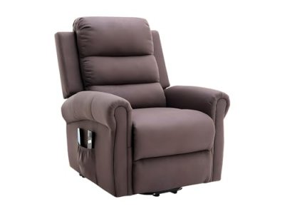 VENTE UNIQUE Fauteuil massant en tissu avec releveur &eacute;lectrique - Marron - LOVARI