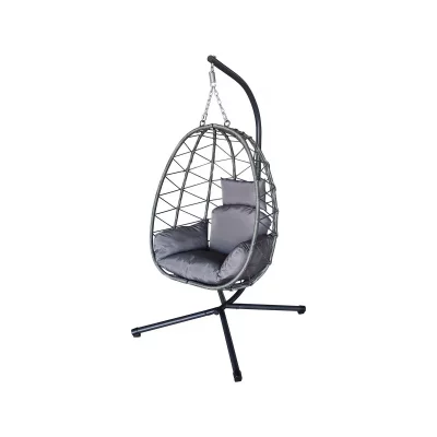 HABITAT ET JARDIN Fauteuil oeuf suspendu en rotin [ ]Cosi[ ] - 99 x 92 x 194 cm - Gris