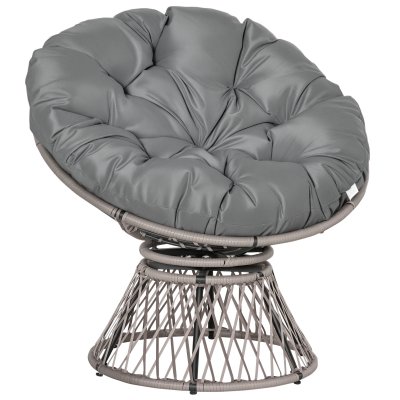 OUTSUNNY Fauteuil papasan pivotant grand confort gris