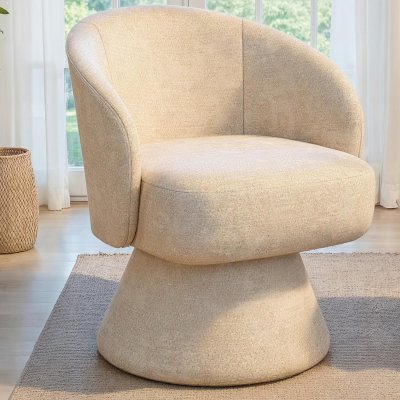 IDMARKET Fauteuil pivotant CYRUS en tissu chenille beige