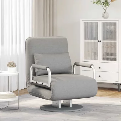 VIDAXL Fauteuil Pivotant et Canap&eacute;-lit Tissu Gris Clair  - Gris clair
