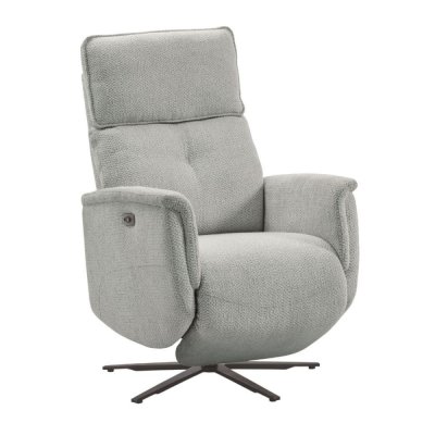 ALTOBUY Fauteuil relax &eacute;lectrique pivotant t&ecirc;ti&egrave;re manuelle tissu bleu-gris