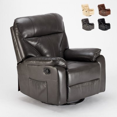 LE ROI DU RELAX Fauteuil relax inclinable &agrave; bascule et pivotant en similicuir sissi 