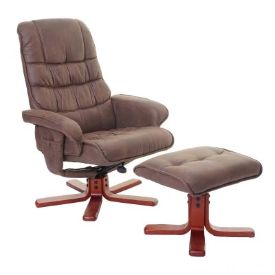 MENDLER Fauteuil relax  HWC-E30 imitation de daim marron