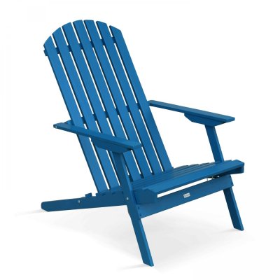 OVIALA Fauteuil relax pliant en bois d'eucalyptus bleu pacific
