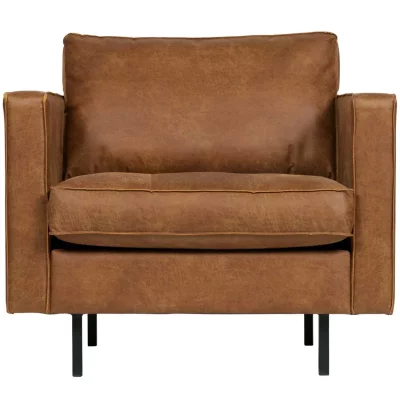 BEPUREHOME Fauteuil Rodeo marron (cuir recycl&eacute;) - 