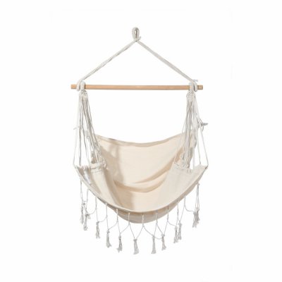 MOBILI REBECCA Fauteuil suspendu avec coussins rembourr&eacute;s en coton beige
