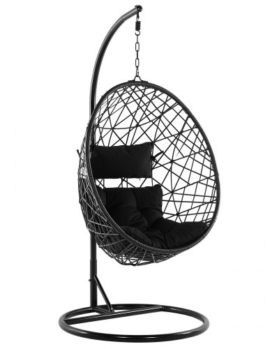 BELIANI Fauteuil suspendu avec support en rotin noir &oslash; 94 cm ALATRI