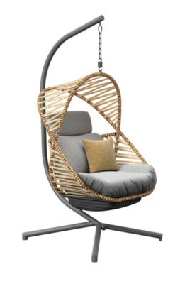 PROLOISIRS Fauteuil suspendu banana leaf en acier assise tress&eacute;e