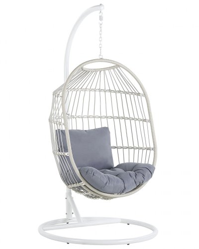BELIANI Fauteuil suspendu en rotin avec pied blanc &oslash; 102 cm ALBA