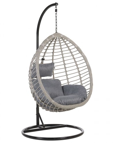 BELIANI Fauteuil suspendu en rotin gris avec support tollo 189902