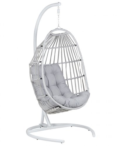 BELIANI Fauteuil suspendu en rotin gris clair avec support sesia 263027