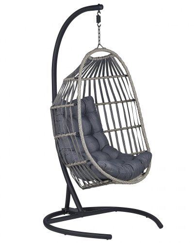 BELIANI Fauteuil suspendu en rotin gris fonc&eacute; avec support sesia 263010