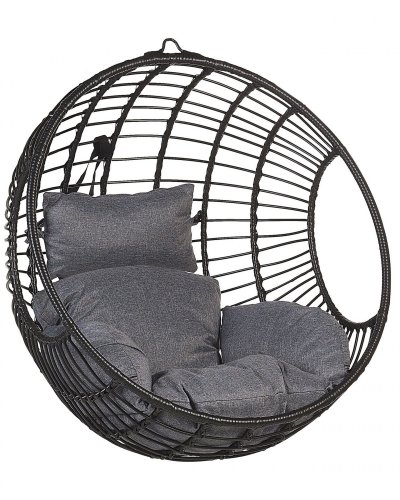 BELIANI Fauteuil suspendu en rotin noir aspio 190530