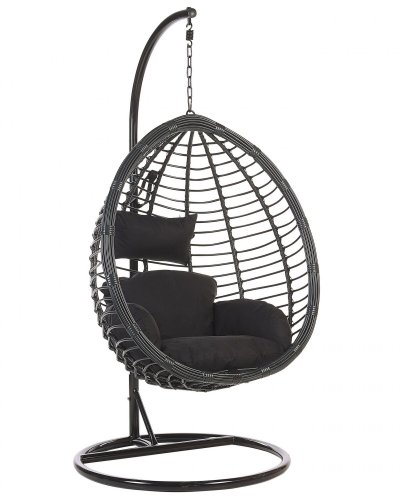 BELIANI Fauteuil suspendu en rotin noir avec support tollo 189901
