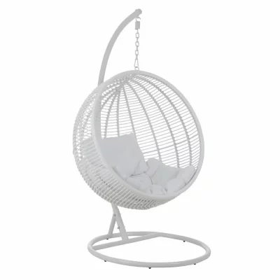 J LINE Fauteuil suspendu ext&eacute;rieur en m&eacute;tal blanc