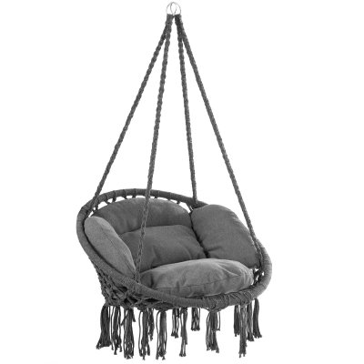 DETEX Fauteuil suspendu gric clair 80x60x140cm avec coussin