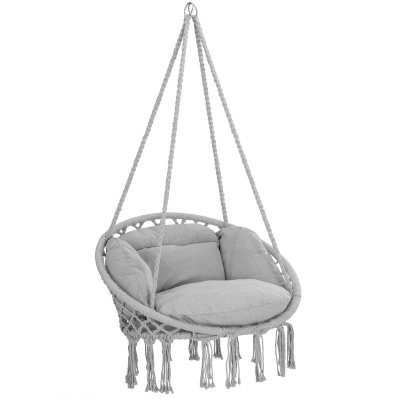 DETEX Fauteuil suspendu gric clair 80x60x140cm avec coussins