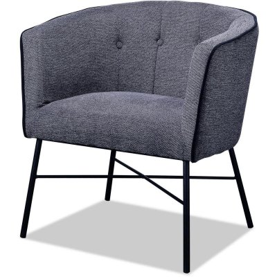 INTERNATIONAL DESIGN Fauteuil tissu gris et pieds m&eacute;tal noir phar&egrave;ne 13447GA
