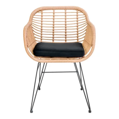 Fauteuil Trieste En Polyrotin Naturel Avec Coussin