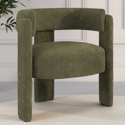 IDMARKET Fauteuil tripode GUSTAVE tissu chenille vert