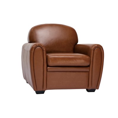 MILIBOO Fauteuil vintage cuir marron CLUB L98xP88xH88
