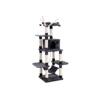 FEANDREA  Arbre &agrave; chat 154 cm multi-niveaux, Gris Fonc&eacute;