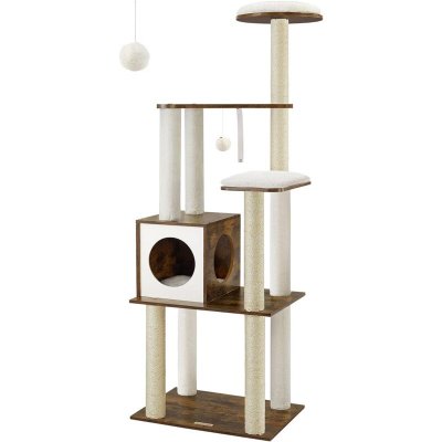FEANDREA  Arbre &agrave; chat 165 cm multi-niveaux marron rustique