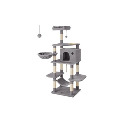 FEANDREA  Arbre &agrave; chat 174 cm multi-niveaux, Gris Clair