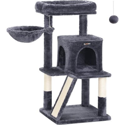 FEANDREA  Arbre &agrave; chat avec planche &agrave; gratter, Gris Fonc&eacute;