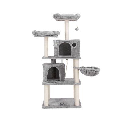 FEANDREA  Arbre &agrave; Chat, Tour de Jeux, 2 niches, Gris Claire PCT90W