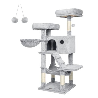 FEANDREA  Arbre &agrave; Chat, Tour de Jeux, Grand, Doux, Gris Bleu&acirc;tre PCT162W01