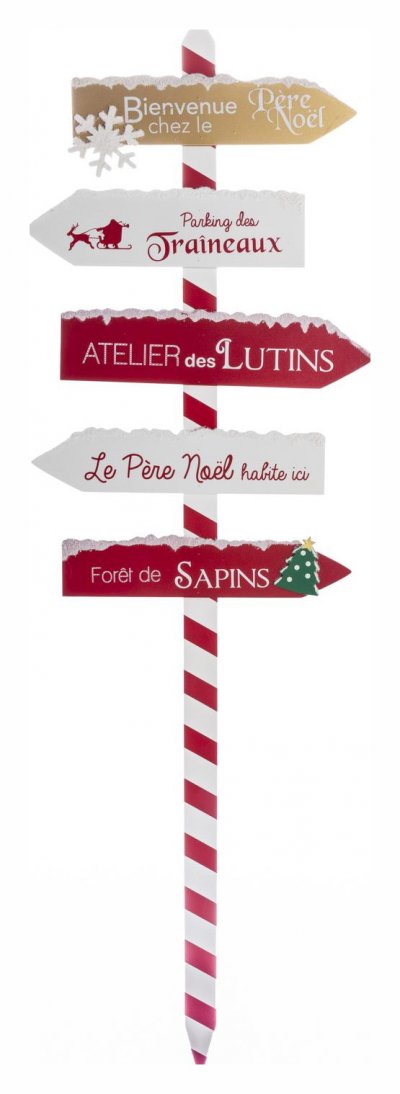 ATMOSPHERA CREATEUR D INTERIEUR FEERIC LIGHTS & CHRISTMAS Pancarte Bois - 120 cm - Rouge et blanc