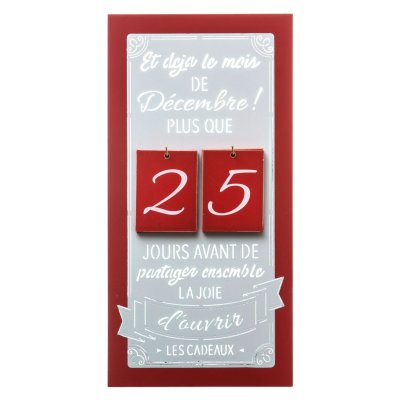  FEERIC LIGHTS & CHRISTMAS Suspension Calendrier de l'avent en bois - 40 x 20 cm