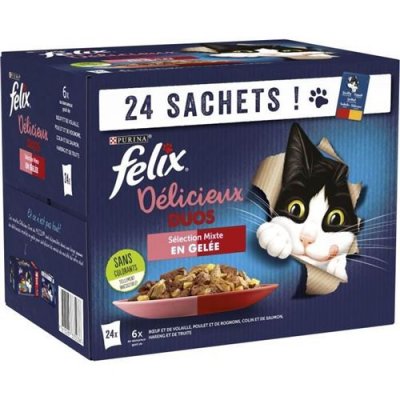 FELIX  d&eacute;licieux duos en gel&eacute;e - s&eacute;lection mixte 4(24x85g)
