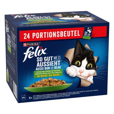 FELIX  ""Tendres Effil&eacute;s"" en gel&eacute;e 24 x 85 g - s&eacute;lection aux l&eacute;gumes
