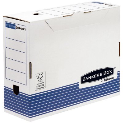 BANKERS BOX Fellowes 10 Bo&icirc;tes D'archivage R-Kive Prima Blanc/Bleu Dos 100mm