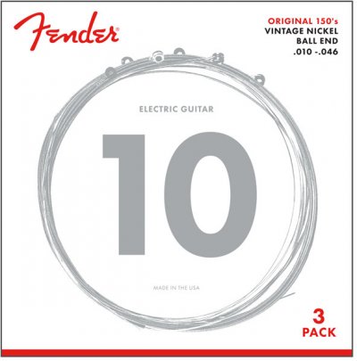 FENDER  150R Electric Pure Nickel Ball End 10-46&nbsp;pack de 3