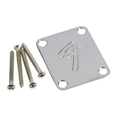 FENDER  4-bolt VINTAGE-style Neck Plate ''F'' (chrome) PLAQUES