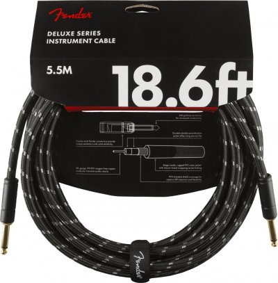 FENDER  Deluxe Series - Cable pour Instrument - 5.5m &ndash; Droit/Droit &ndash; Noir Tweed