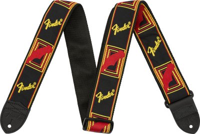 FENDER  Monogrammed Sangle De Guitare 2"" Noir-Jaune-Rouge