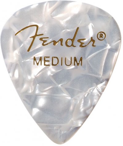 FENDER  Premium Celluloid 351 Shape Picks, Medium, White Moto, 12 Pack