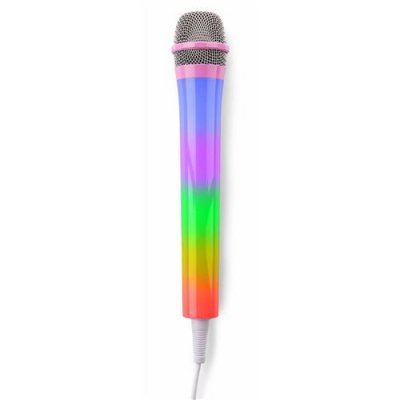FENTON  KMD55P Microphone Filaire Karaok&eacute; Rose avec &Eacute;clairage LED